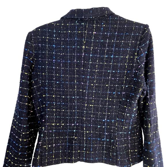 K Petite Women's Blazer 10P 10 P Petites Blue Tweed Misses Sz Medium Coat Jacket - Picture 7 of 8